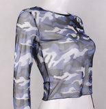 Camouflage Transparent Mesh Top