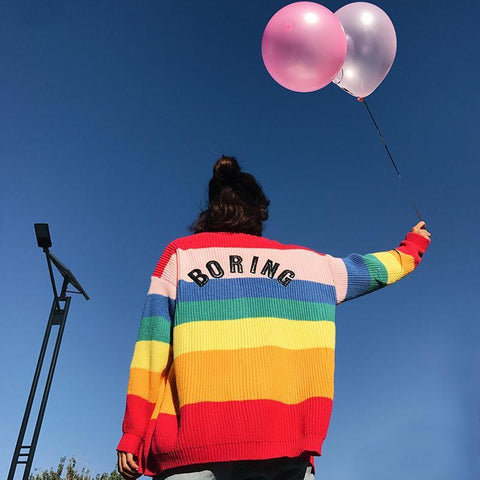 "Boring" Rainbow Cardigan