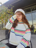 Rainbow Knitted Oversized Pullover Sweater