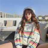 Rainbow Knitted Oversized Pullover Sweater