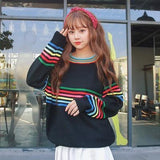 Rainbow Knitted Oversized Pullover Sweater