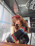 Rainbow Knitted Oversized Pullover Sweater