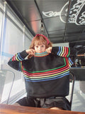 Rainbow Knitted Oversized Pullover Sweater