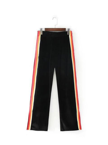 Velvet Rainbow Striped Trousers