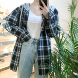 Flannel Plaid Hooded Long Sleeve Shirt