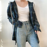 Flannel Plaid Hooded Long Sleeve Shirt