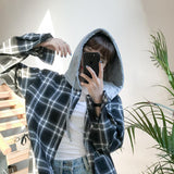 Flannel Plaid Hooded Long Sleeve Shirt