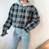 Flannel Plaid Hooded Long Sleeve Shirt