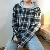 Flannel Plaid Hooded Long Sleeve Shirt