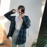 Flannel Plaid Hooded Long Sleeve Shirt