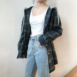 Flannel Plaid Hooded Long Sleeve Shirt