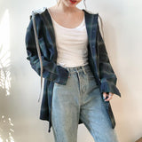 Flannel Plaid Hooded Long Sleeve Shirt