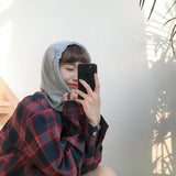 Flannel Plaid Hooded Long Sleeve Shirt