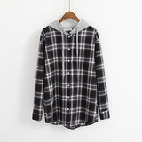 Flannel Plaid Hooded Long Sleeve Shirt