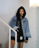 Oversize Distressed Denim Jacket