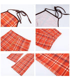 Plaid High-Waisted Jumpsuit Set (2 Pcs)