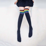 Cozy Rainbow Thigh Socks