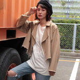 Cut Khaki Trench Coat
