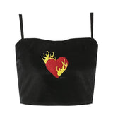 "Flaming Heart" Velvet Top