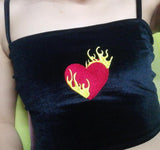 "Flaming Heart" Velvet Top