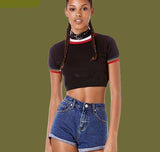 Vintage Crop Turtleneck Knit Tee