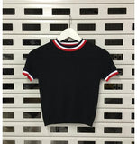 Vintage Crop Turtleneck Knit Tee