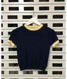 Vintage Crop Turtleneck Knit Tee