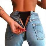 Back Zipper Jeans
