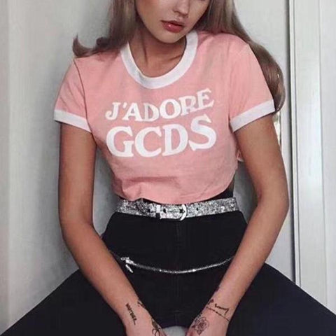 "J'Adore" Cropped Top