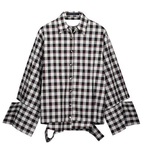 Oversized Plaid Cut Shirt