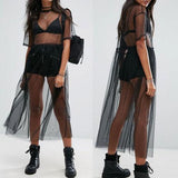 Oversized Mesh Ankle Shirt Dress