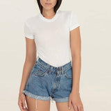 Back Zipper Distressed Denim Shorts