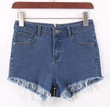 Back Zipper Distressed Denim Shorts