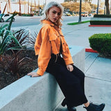 Cropped Orange Denim Jacket