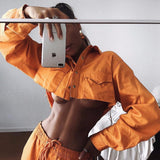 Cropped Orange Denim Jacket