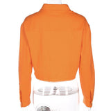Cropped Orange Denim Jacket