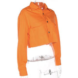 Cropped Orange Denim Jacket