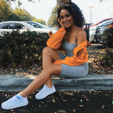Cropped Orange Denim Jacket