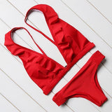 Simple Ruffled Bikini Set