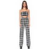 Plaid Two Piece Tube Top Trouser Set