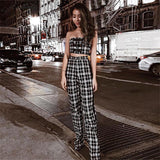 Plaid Two Piece Tube Top Trouser Set