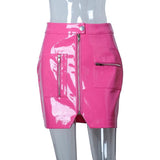 Pink PU Leather Skirt