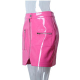 Pink PU Leather Skirt