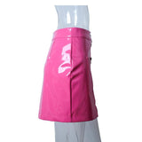 Pink PU Leather Skirt
