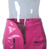 Pink PU Leather Skirt