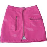 Pink PU Leather Skirt