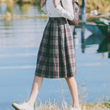 High Waisted Plaid Skirt