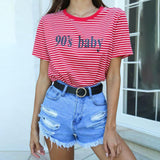 "90s Baby" Striped Tee