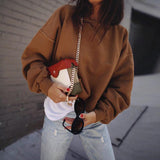 Drop Shoulder Khaki Pullover Sweater