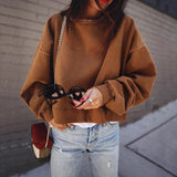 Drop Shoulder Khaki Pullover Sweater